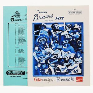 Atlanta Braves Vintage 1977 Score Book Bi-Fold Sheet w/ Lineup vs. Expos Insert